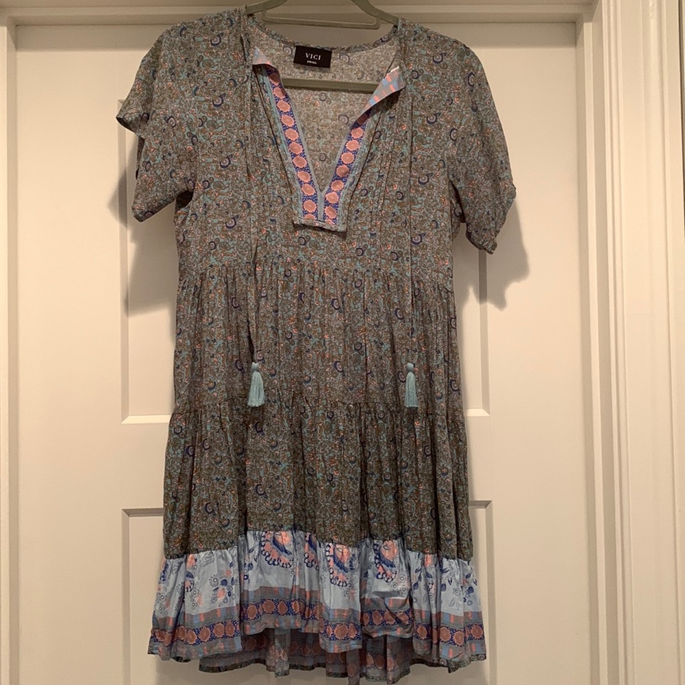 Printed short sleeve summer dress